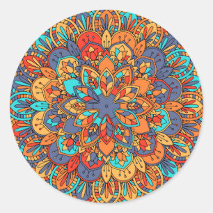 Mandala pattern colourful Moroccan Classic Round Sticker