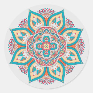 Mandala pattern colourful Moroccan Classic Round Sticker