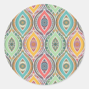 Mandala pattern colourful Moroccan Classic Round Sticker