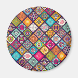 Mandala pattern colourful Moroccan Magnet