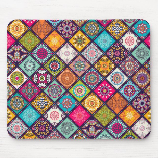 Mandala pattern colourful Moroccan Mouse Pad (Front)