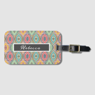 Mandala pattern colourful Moroccan name Luggage Tag