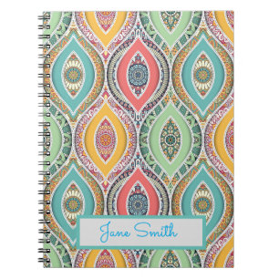 Mandala pattern colourful Moroccan name Notebook