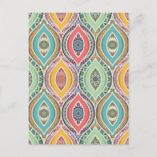Mandala pattern colourful Moroccan Postcard
