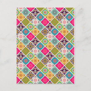 Mandala pattern colourful Moroccan Postcard