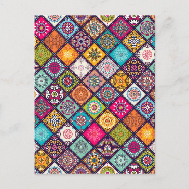 Mandala pattern colourful Moroccan Postcard (Front)