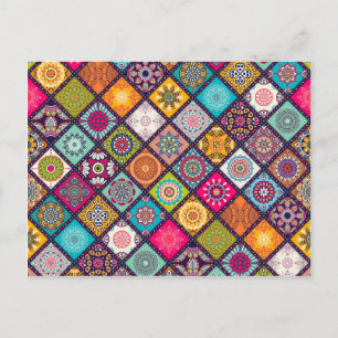 Mandala pattern colourful Moroccan Postcard