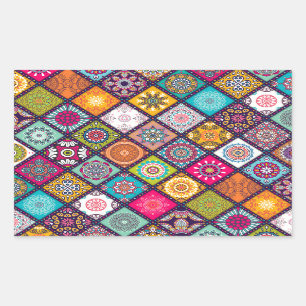 Mandala pattern colourful Moroccan Rectangular Sticker