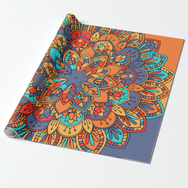 Mandala pattern colourful Moroccan Wrapping Paper (Unrolled)