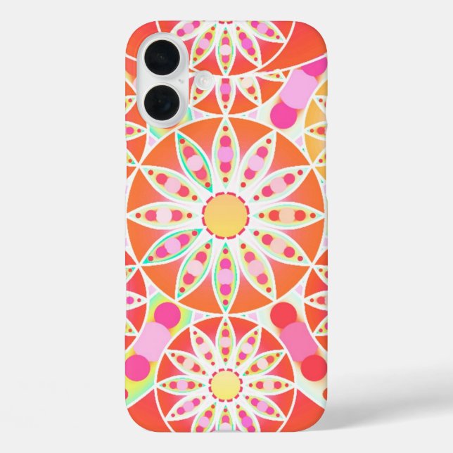 Mandala pattern, coral red, pink, gold Case-Mate iPhone case (Back)