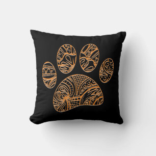 Mandala Pattern Dog Paw Print Cushion