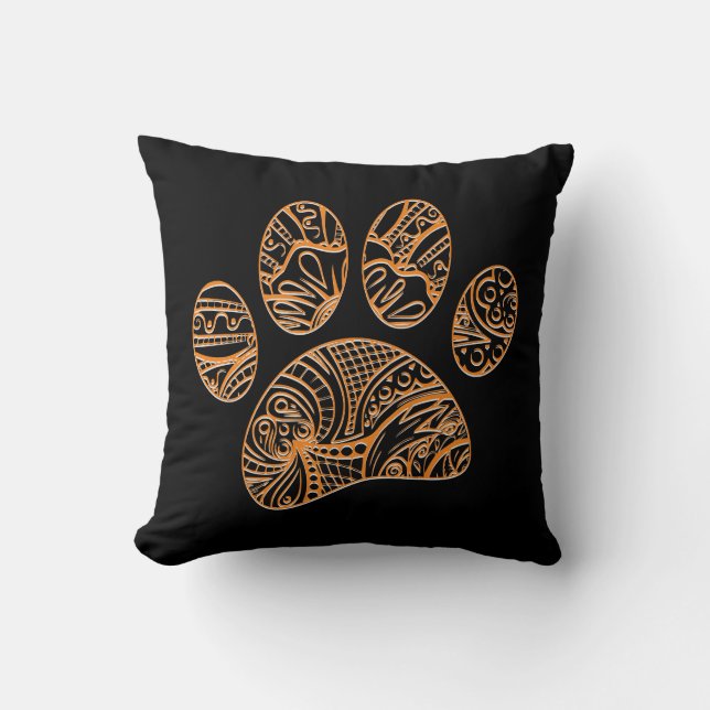 Mandala Pattern Dog Paw Print Cushion (Front)