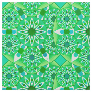 Mandala pattern, Emerald green and peacock Fabric