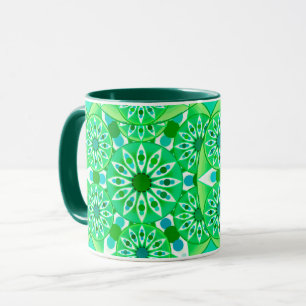 Mandala pattern, Emerald green and peacock Mug