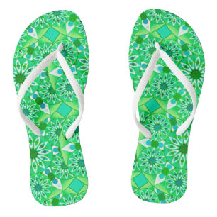 Mandala pattern, Emerald green and peacock Thongs