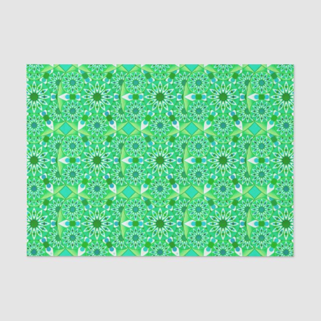 Mandala pattern, Emerald green and peacock Tissue Paper (Front)