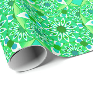 Mandala pattern, Emerald green and peacock Wrapping Paper