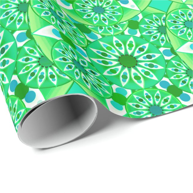 Mandala pattern, Emerald green and peacock Wrapping Paper (Roll Corner)