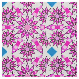 Mandala pattern, hot pink, black and white fabric
