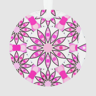 Mandala pattern, hot pink, black and white ornament