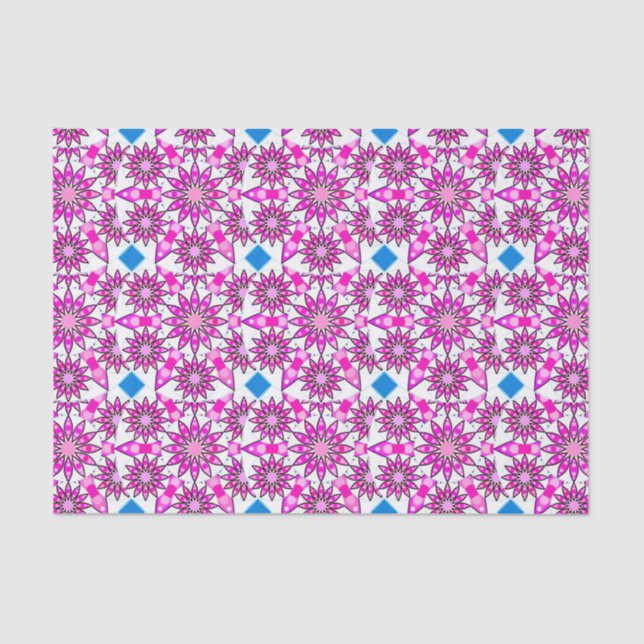 Mandala pattern, hot pink, black and white tissue paper (Front)