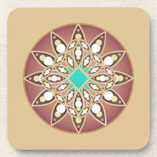 Mandala Pattern in Caramel and Chocolate Beverage  Coaster