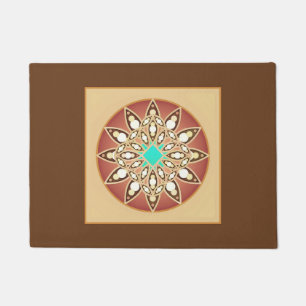 Mandala pattern in caramel and chocolate doormat