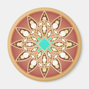 Mandala pattern in caramel and chocolate magnet