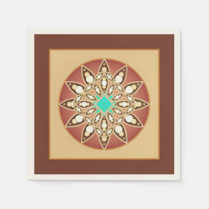 Mandala pattern in caramel and chocolate napkin