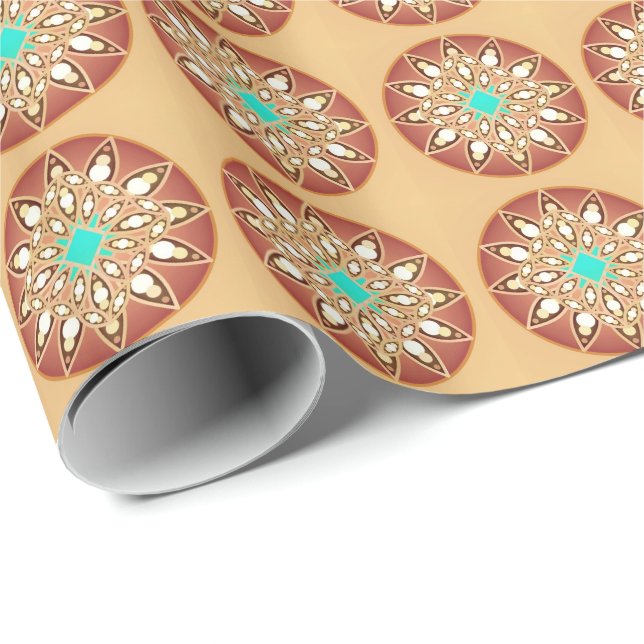 Mandala pattern in caramel and chocolate wrapping paper (Roll Corner)