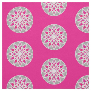 Mandala pattern in fuchsia pink, white and grey fabric