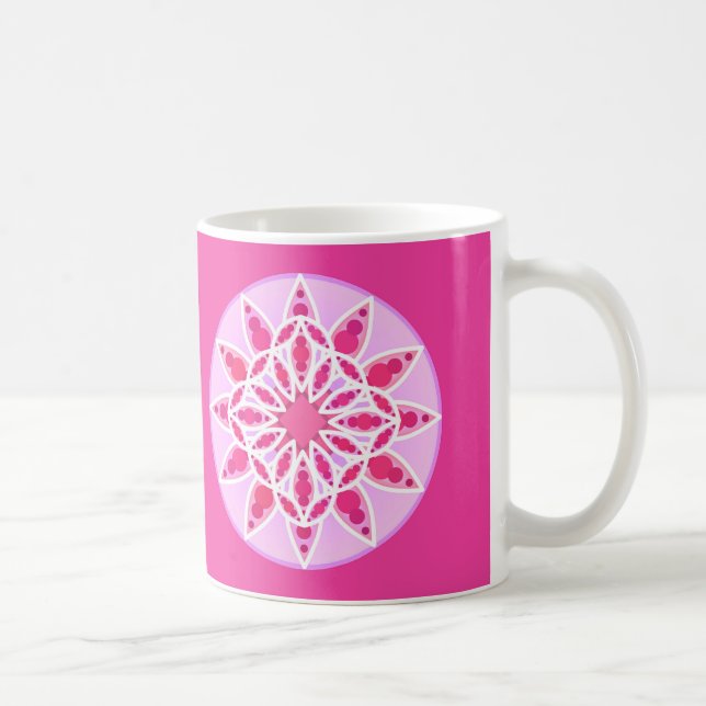 Mandala Pattern in Pink, Fuchsia and White Coffee Mug (Right)
