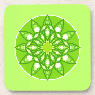 Mandala Pattern in Shades of Lime Green Coaster