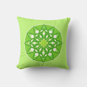 Mandala Pattern in Shades of Lime Green Cushion
