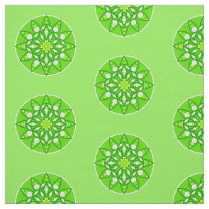 Mandala pattern in shades of lime green fabric
