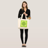 Mandala pattern in shades of lime green large tote bag (Front (Model))