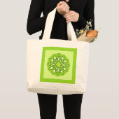 Mandala pattern in shades of lime green large tote bag (Front (Product))