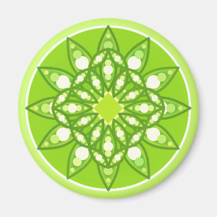 Mandala pattern in shades of lime green magnet
