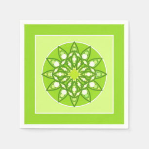 Mandala pattern in shades of lime green napkin