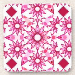 Mandala pattern in shades of pink, maroon coaster