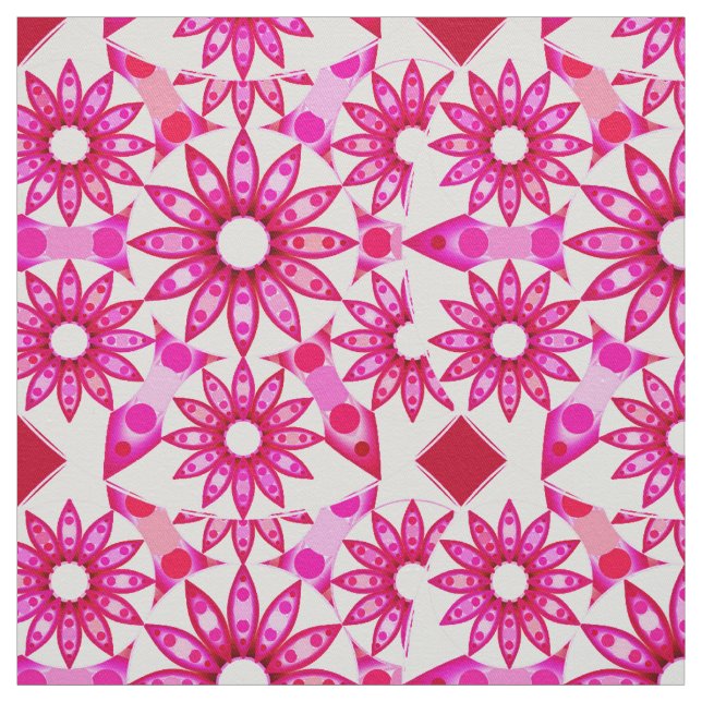 Mandala pattern in shades of pink, maroon fabric (Swatch)