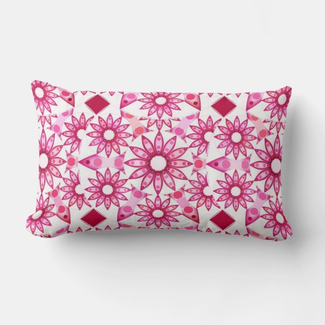Mandala pattern in shades of pink, maroon lumbar cushion (Front)