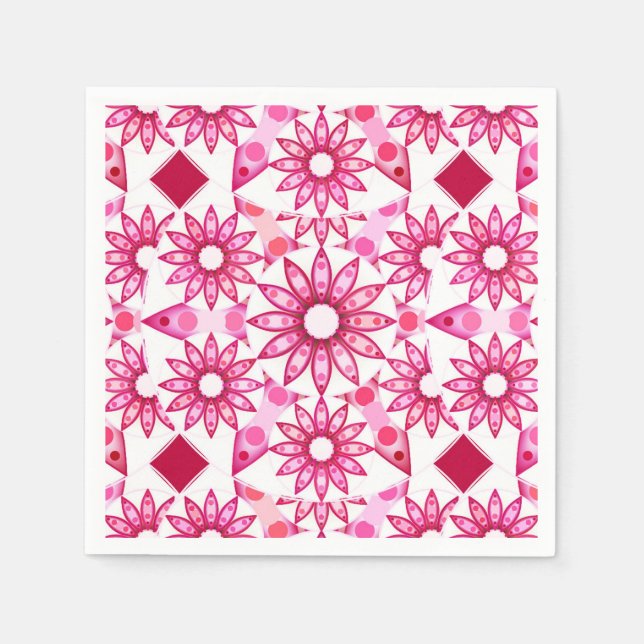 Mandala pattern in shades of pink, maroon napkin (Front)