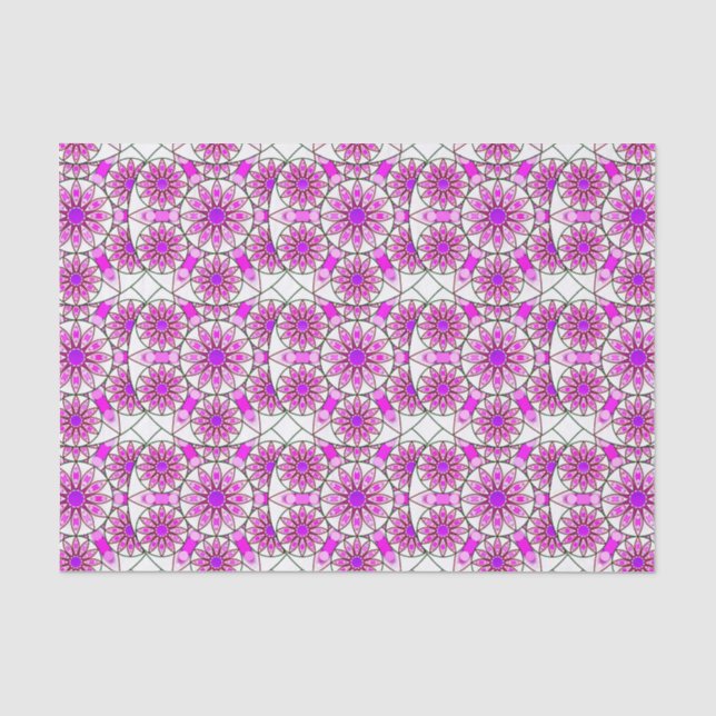 Mandala pattern, lavender, pink, hot pink, white tissue paper (Front)