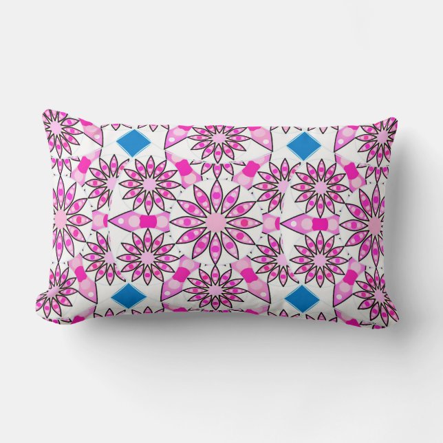 Mandala pattern, pink, hot pink, lumbar cushion (Front)