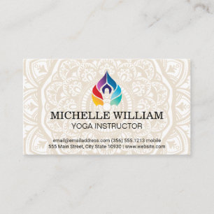 Mandala Pattern   Rainbow Colour Yoga Logo Business Card