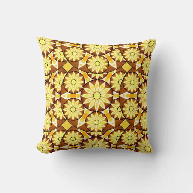 Mandala pattern, shades of brown and gold cushion (Front)