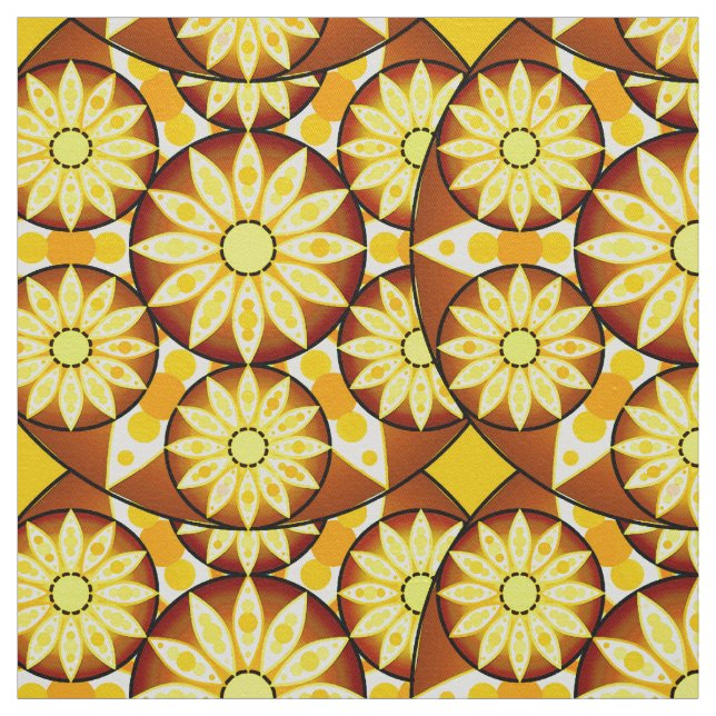 Mandala pattern, shades of brown and gold fabric (Swatch)