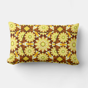 Mandala pattern, shades of brown and gold lumbar cushion