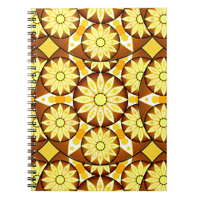 Mandala pattern, shades of brown and gold notebook (Front)